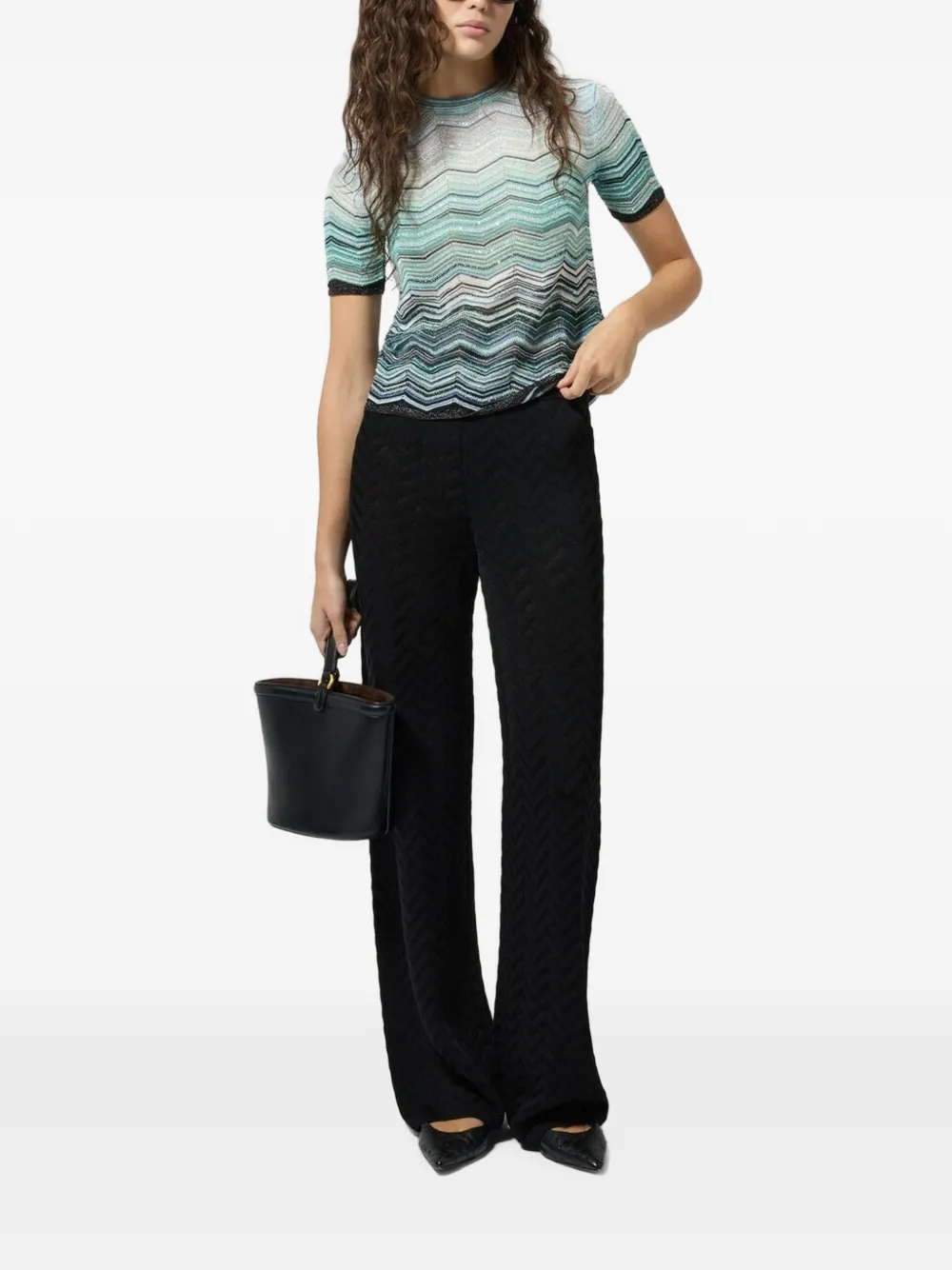 Missoni Broek met chevron-streep Zwart