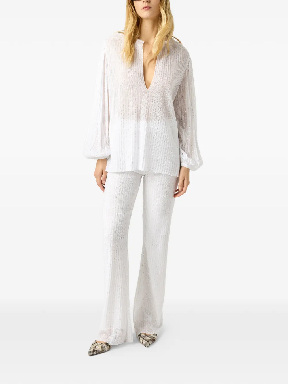  Missoni Flared Sequins Trousers - White 