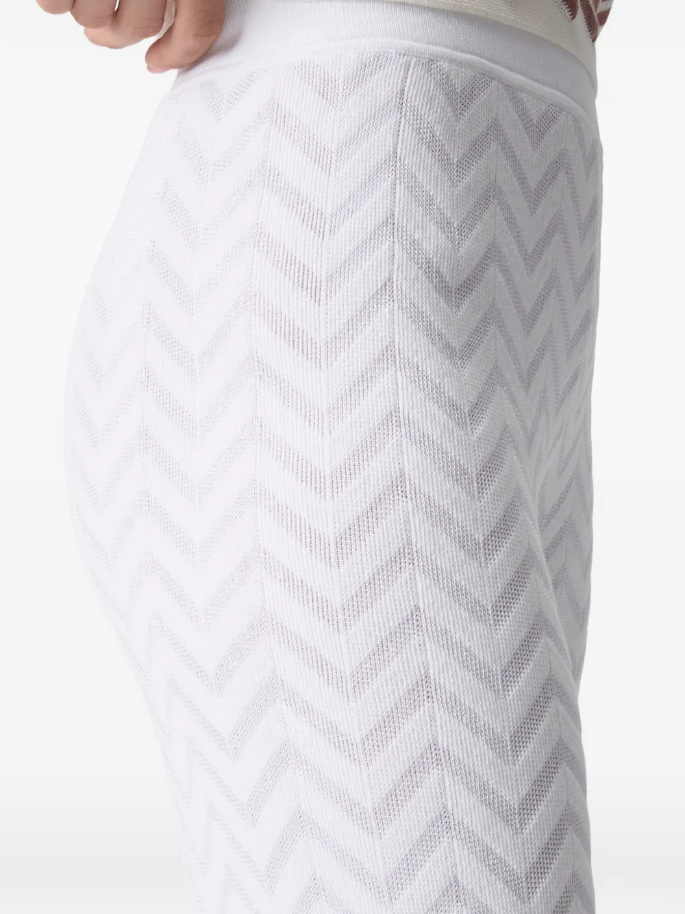Missoni Straight-leg Stretch Chevron Cotton Trousers in White, view 4