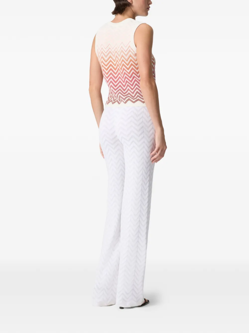 Missoni Straight-leg Stretch Chevron Cotton Trousers in White, view 3
