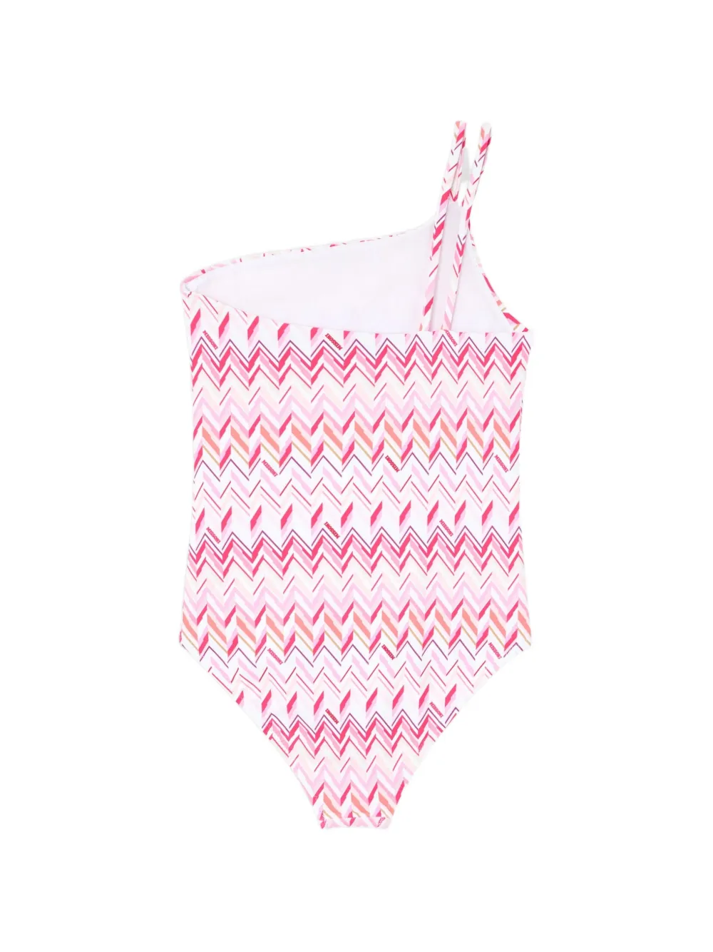 Missoni Kids Asymmetrisch badpak met zigzag-print Wit