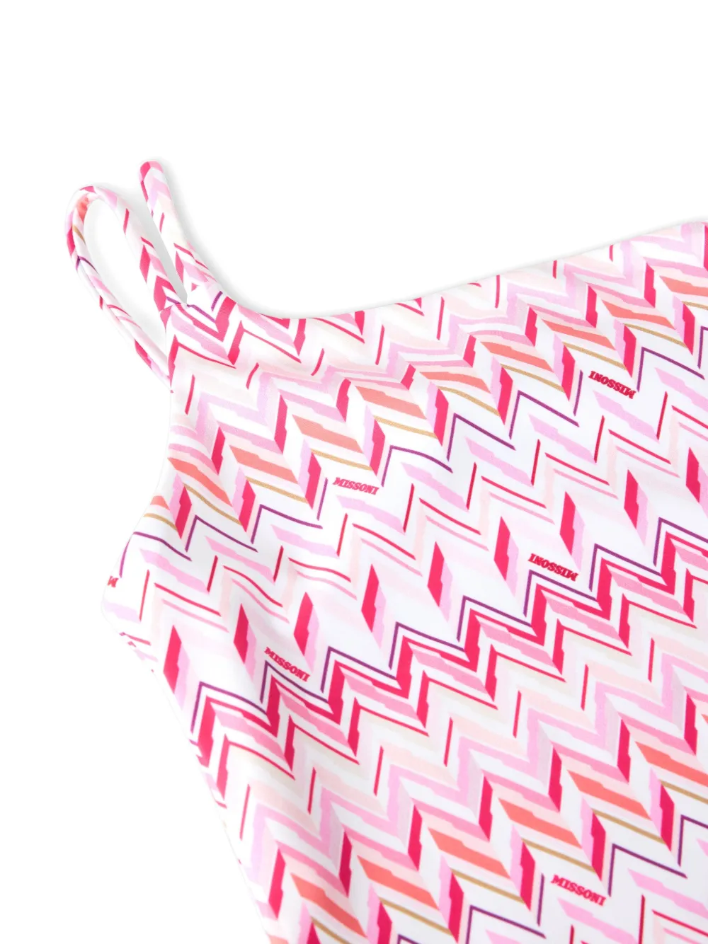 Missoni Kids Asymmetrisch badpak met zigzag-print Wit