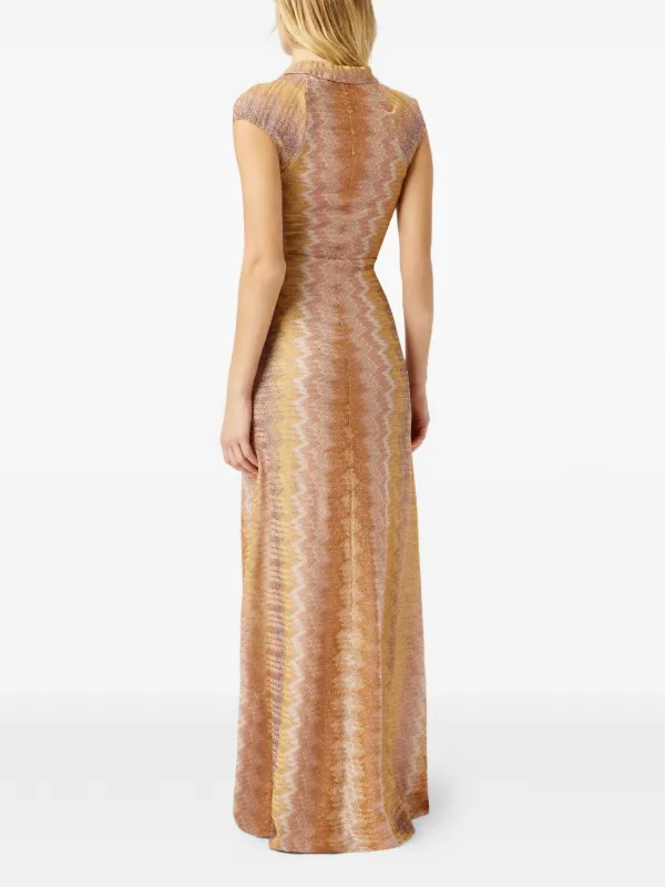 missoni dress Summer Knit Colorful Herringbone Print Open Beck Maxi  roschic known for its bold use of pattern and texture Missoni Dress