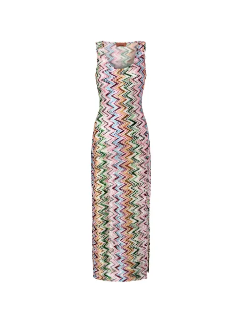 Missoni long cover-up in stretch viscose with lace and zigzag motif