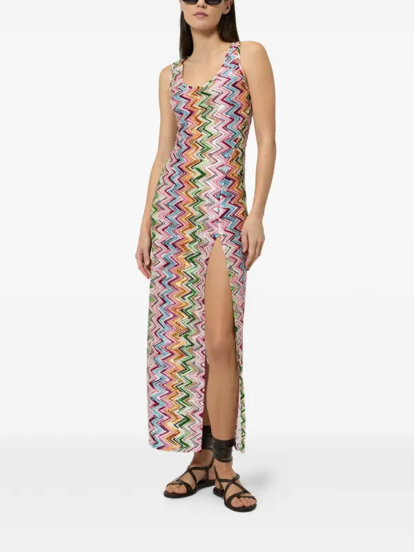 zigzag dress for ladies Zigzag Knit Ring-Front Midi Dress
