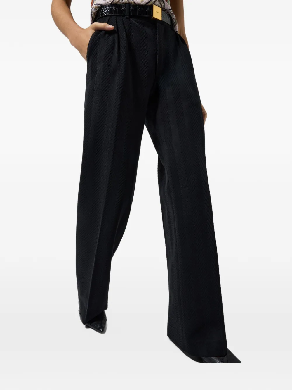 Missoni Broek met visgraatpatroon Zwart
