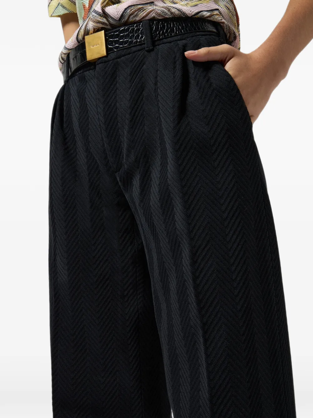 Missoni Broek met visgraatpatroon Zwart