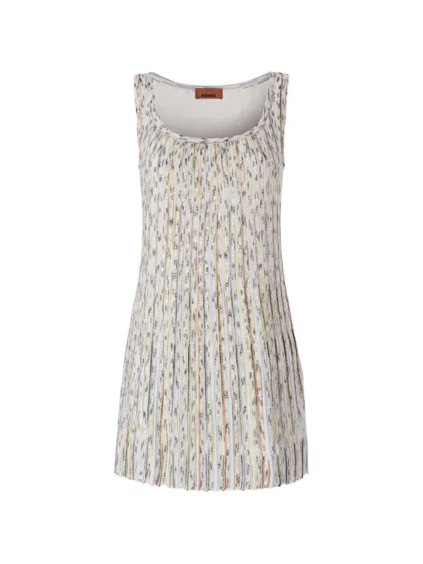 Missoni Pleated Striped-pattern Mini Dress in White