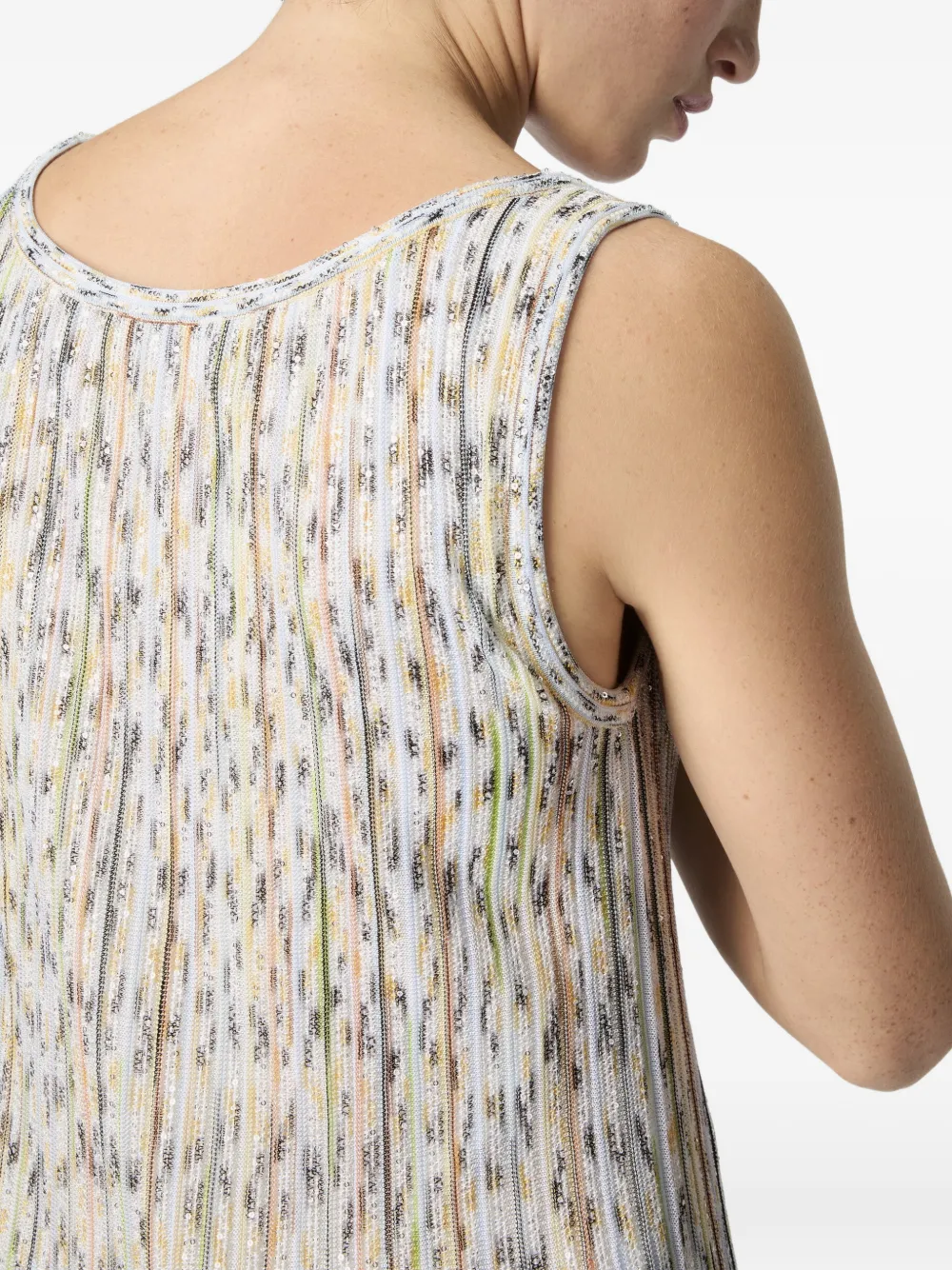 pleated striped-pattern mini dress
