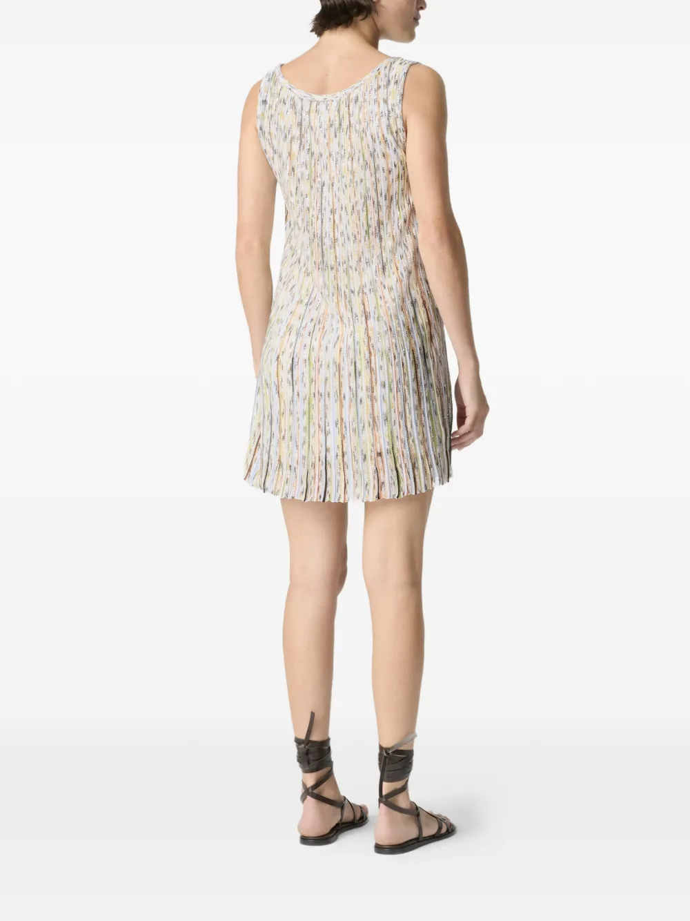 pleated striped-pattern mini dress