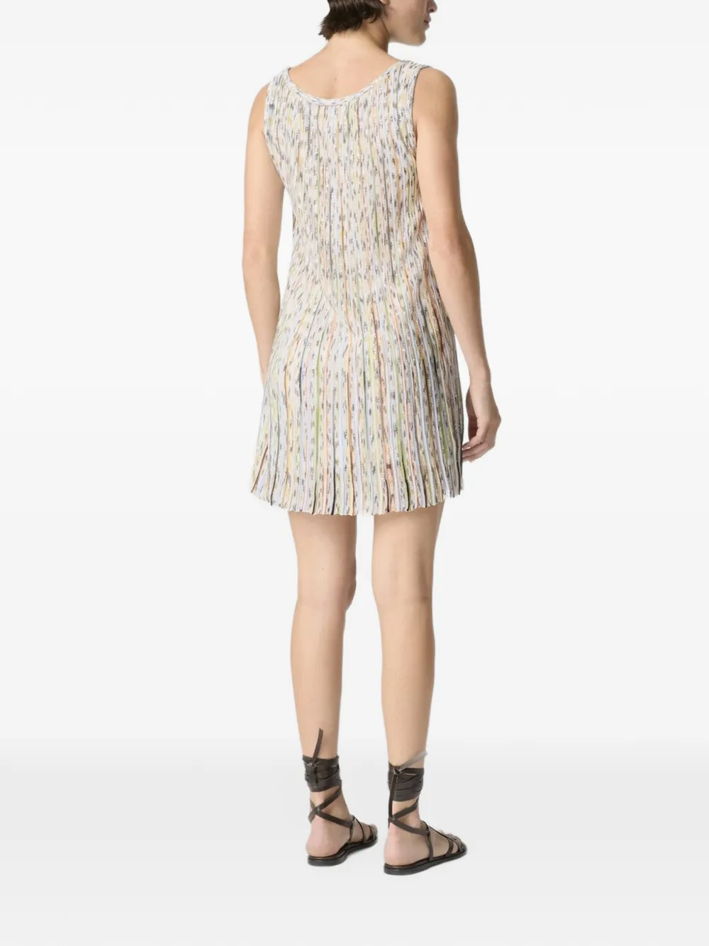 Missoni Geplooide gestreepte mini-jurk Wit