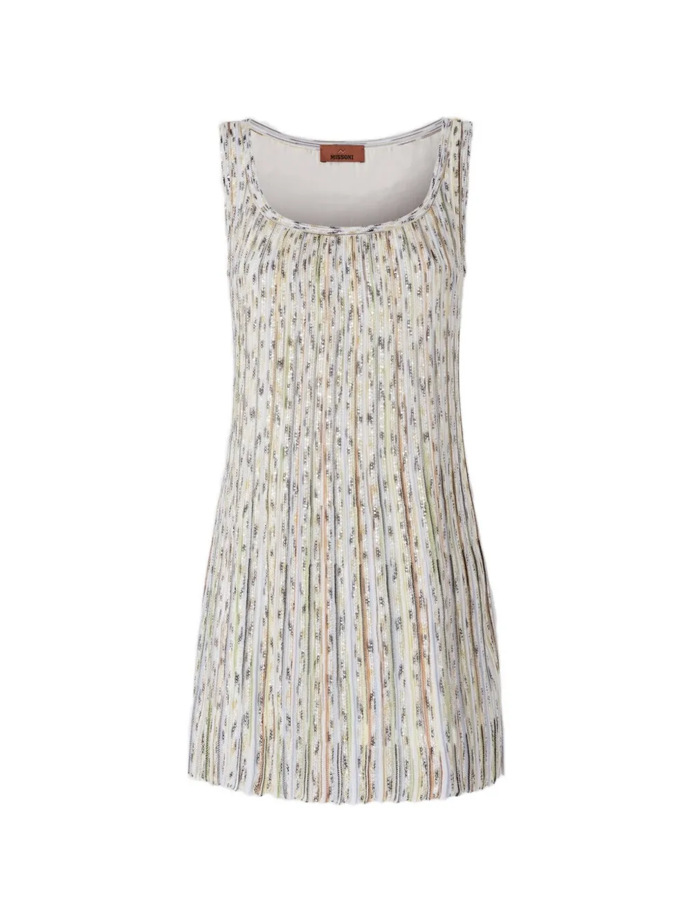 Missoni Geplooide gestreepte mini-jurk Wit