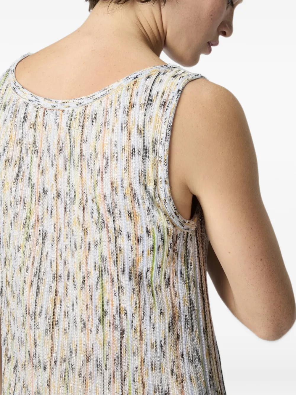 Missoni Geplooide gestreepte mini-jurk Wit