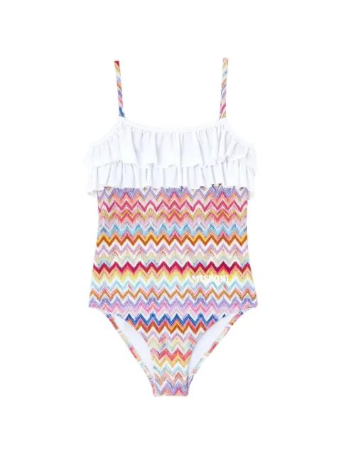 Missoni Kids zigzag-print ruffled swimsuit