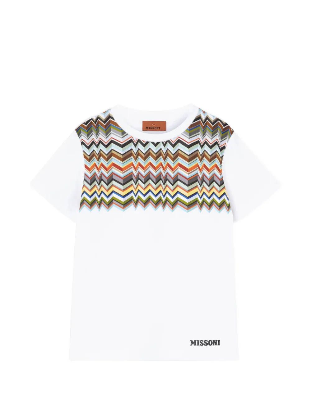 Missoni Kids zigzag-insert logo-print T-shirt - Bianco