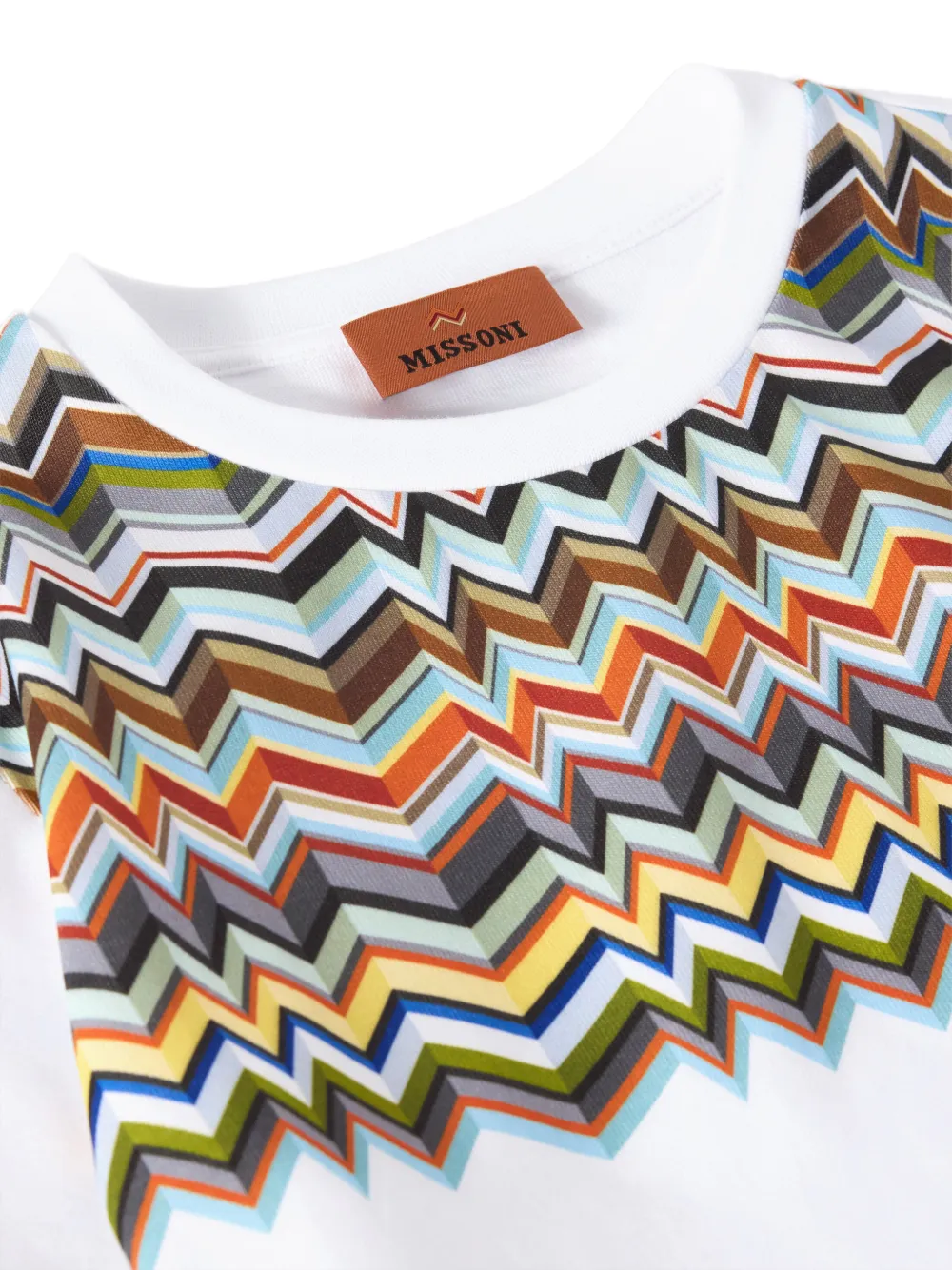 Missoni Kids T-shirt met zigzag-patroon en logo-print Wit