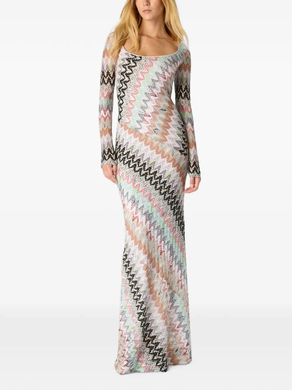Missoni Jurk met zigzag patroon Beige
