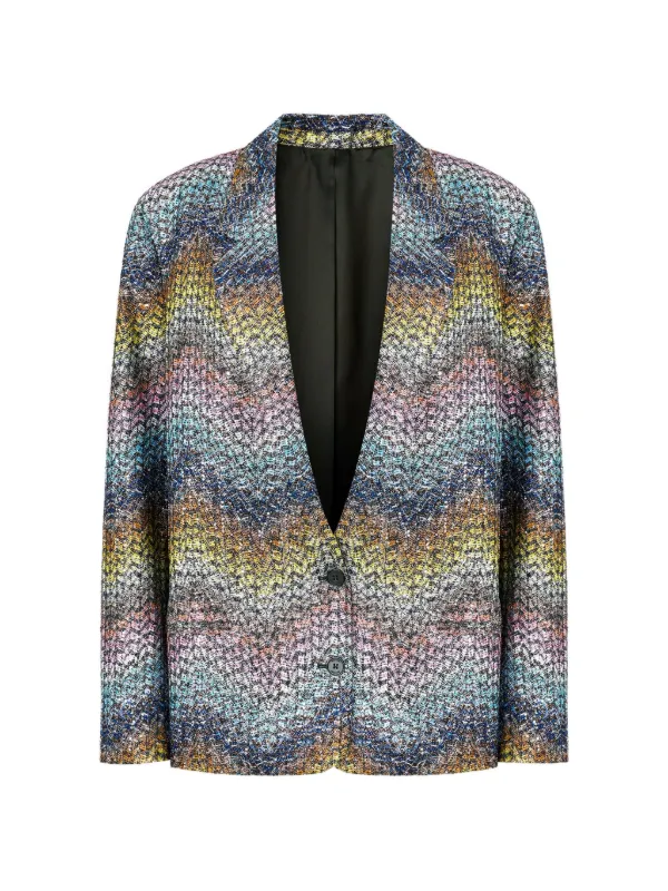 Missoni Zigzag-pattern Single-breasted Blazer in Blue
