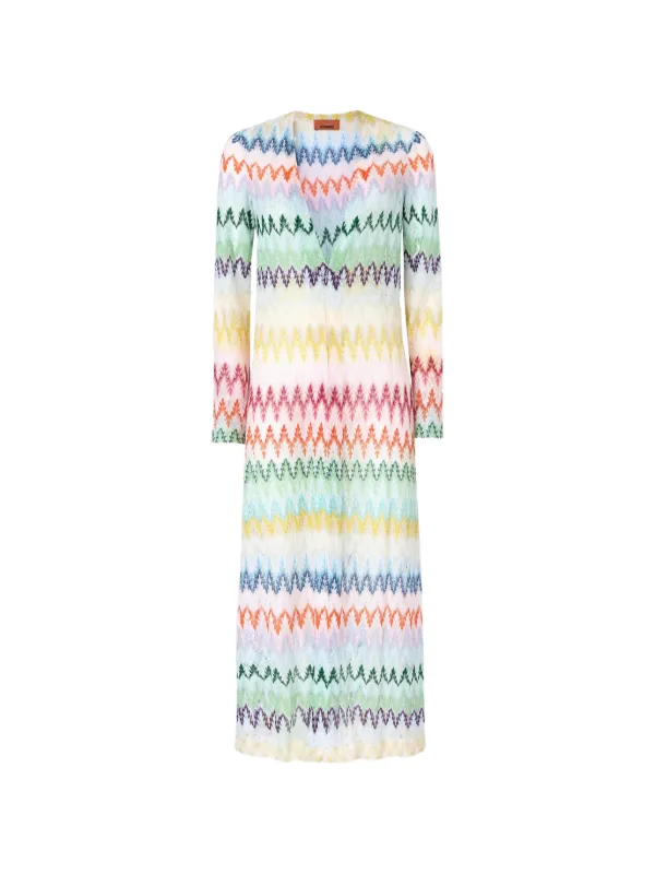 Missoni Long Zig Zag Lace Cardigan in White