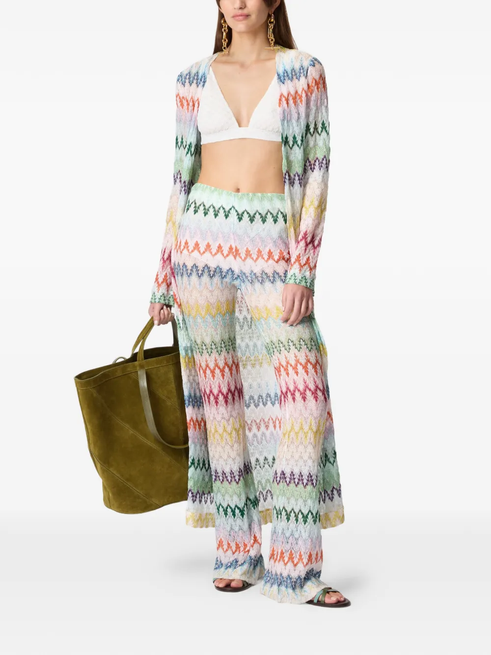 Missoni Vest met zigzag-patroon en kant Wit