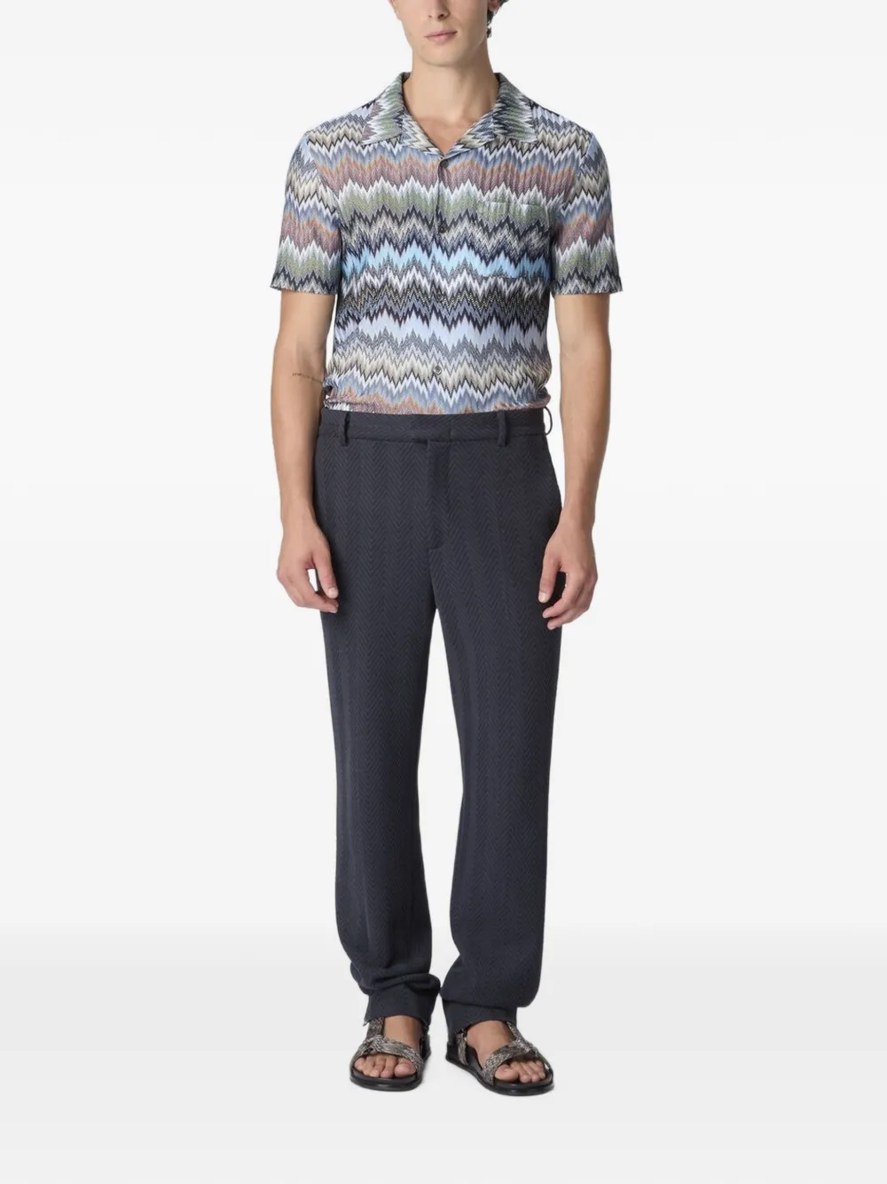 Missoni Broek met zigzagpatroon Blauw