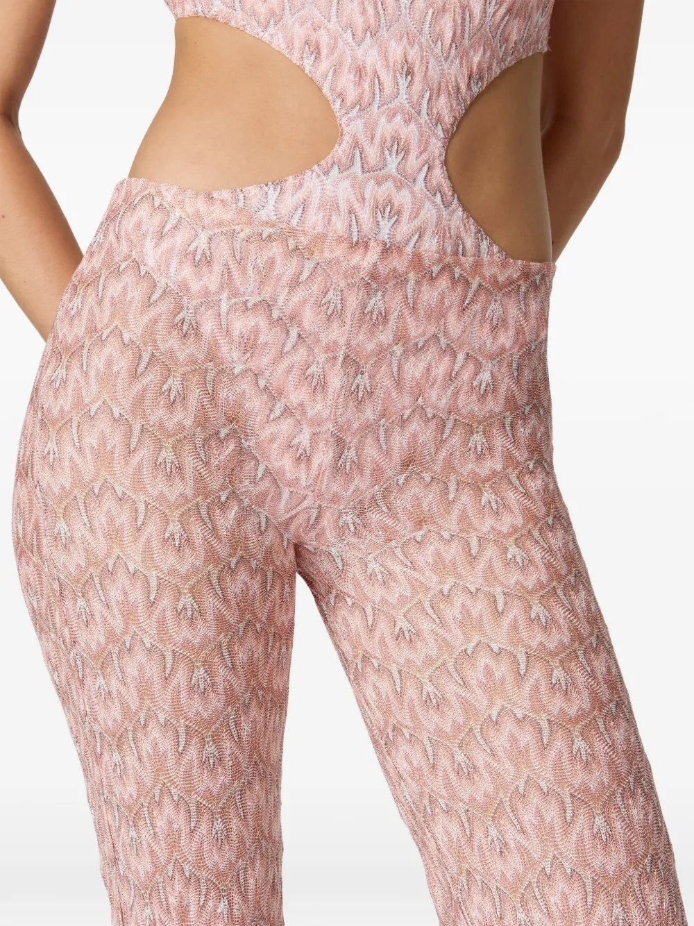 foliage pattern flared trousers