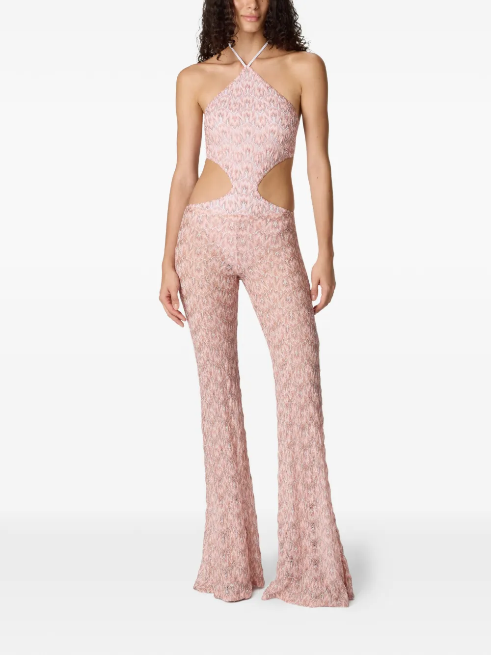  Missoni Foliage Pattern Flared Trousers - Pink 