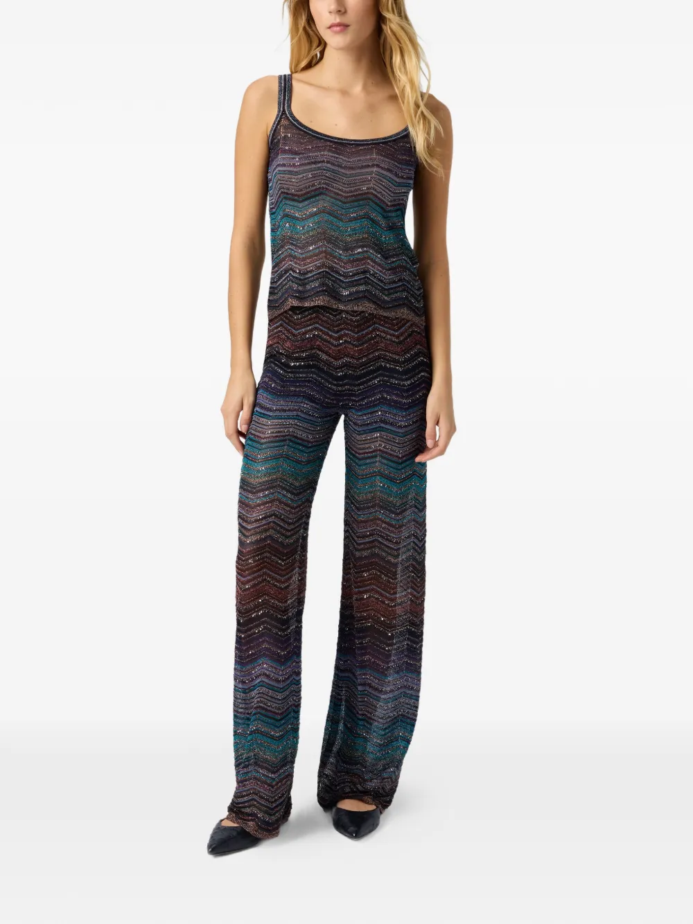  Missoni Chevron-pattern Sequin-detail Top - Green 