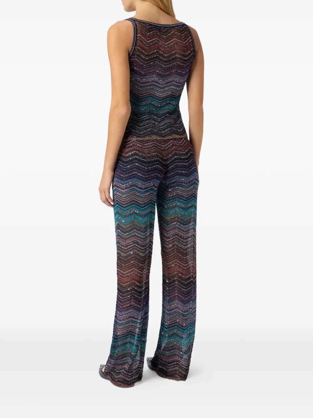  Missoni Chevron-pattern Sequin-detail Top - Green 