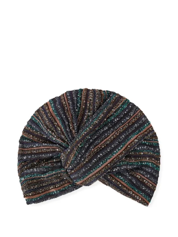 Missoni lame viscose chevron knit turban hat Missoni Lame Viscose Chevron Knit Turban Hat | ShopSimon main image 2