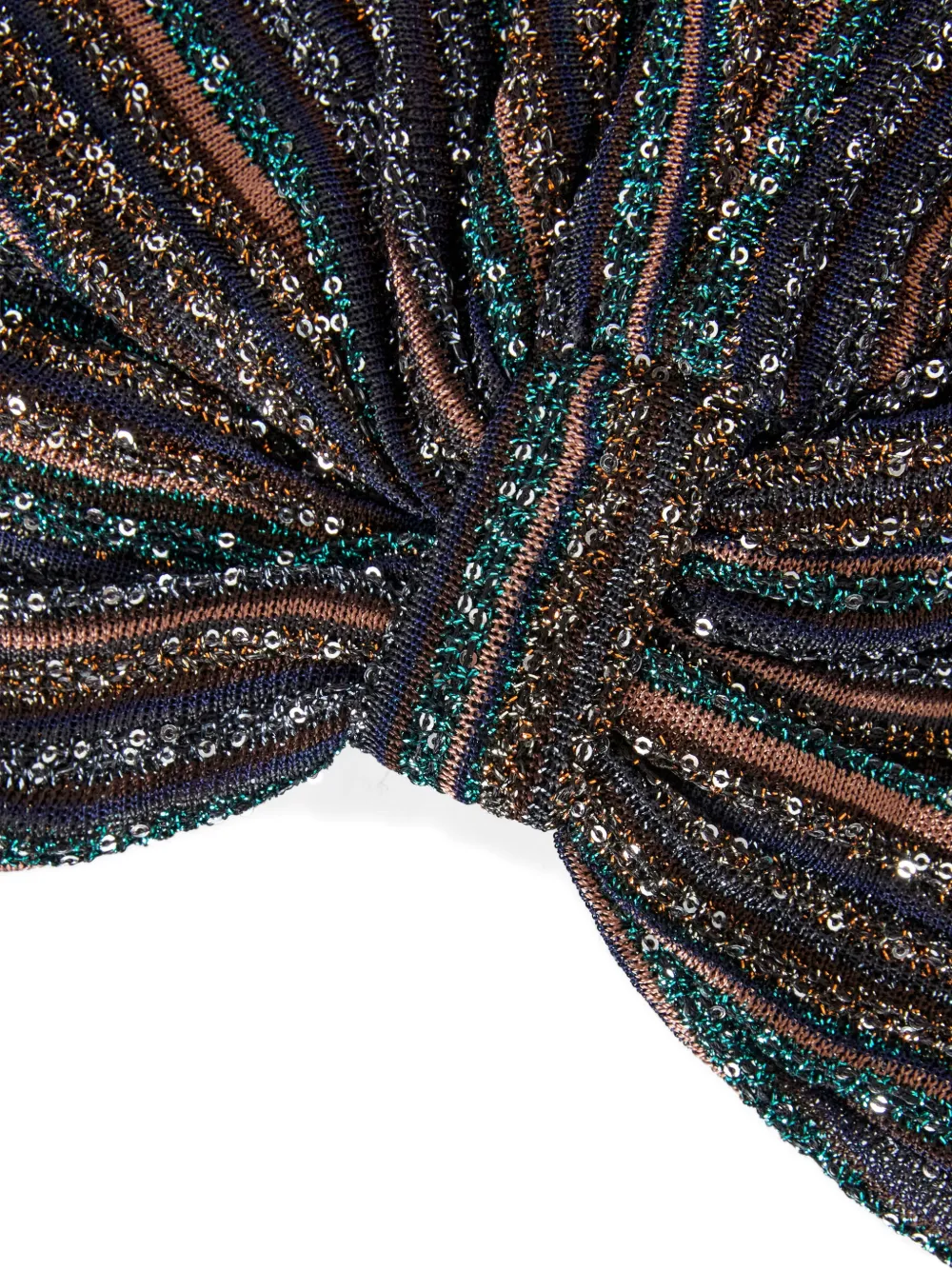 Missoni Ribbed Lamé Viscose Turban With Sequins | Brown  display picture 2