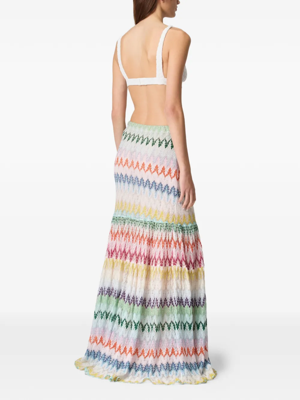  Missoni Chevron-pattern Maxi Skirt - Neutrals 
