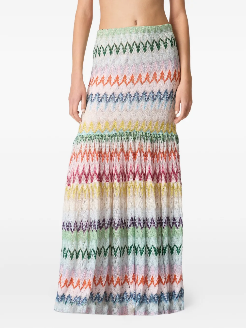  Missoni Chevron-pattern Maxi Skirt - Neutrals 