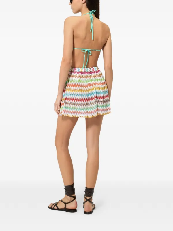美品 ミッソーニ ショートパンツ ジグザグ シェブロン柄 レーヨン コットン Missoni ジグザグ ショートパンツ | ホワイト | FARFETCH JP