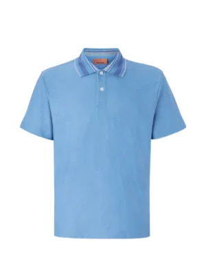 Missoni Patterned Collar Polo Shirt | Blue | FARFETCH ID