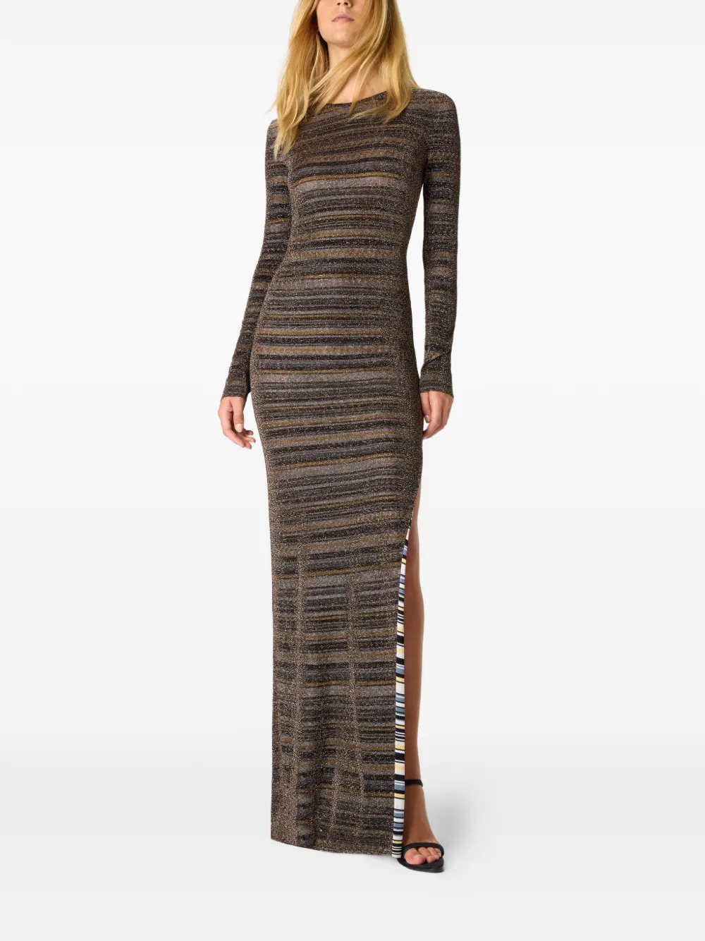 Missoni Gestreepte maxi-jurk met lange mouwen Bruin