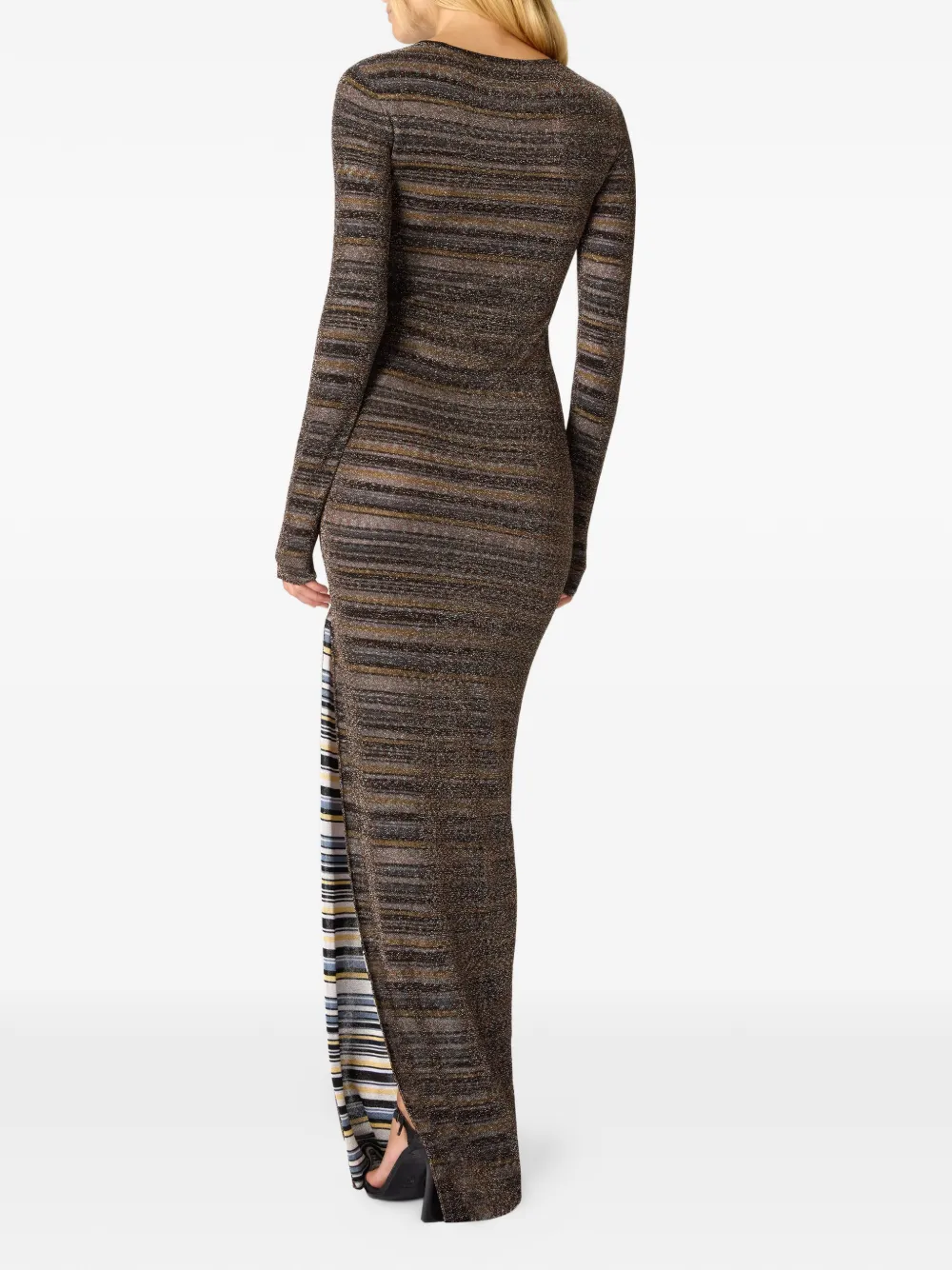 Missoni Gestreepte maxi-jurk met lange mouwen Bruin