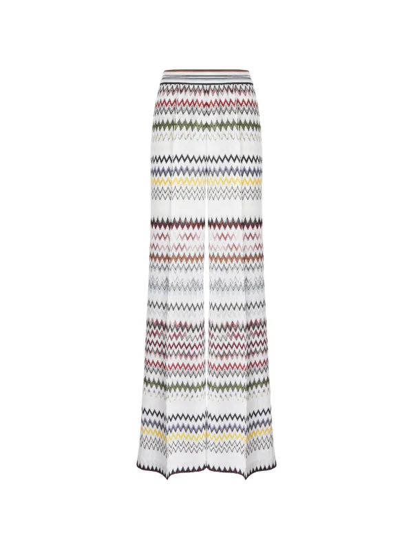 Missoni Wide Zigzag Cotton Trousers in White