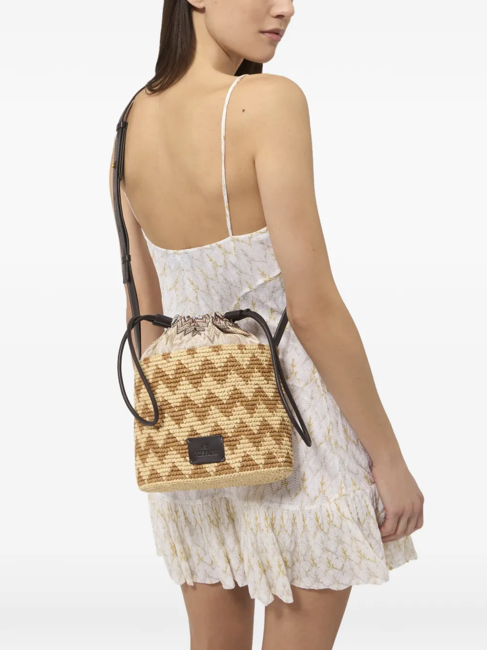 Missoni Zigzag-woven Bucket Bag in Neutrals, view 2