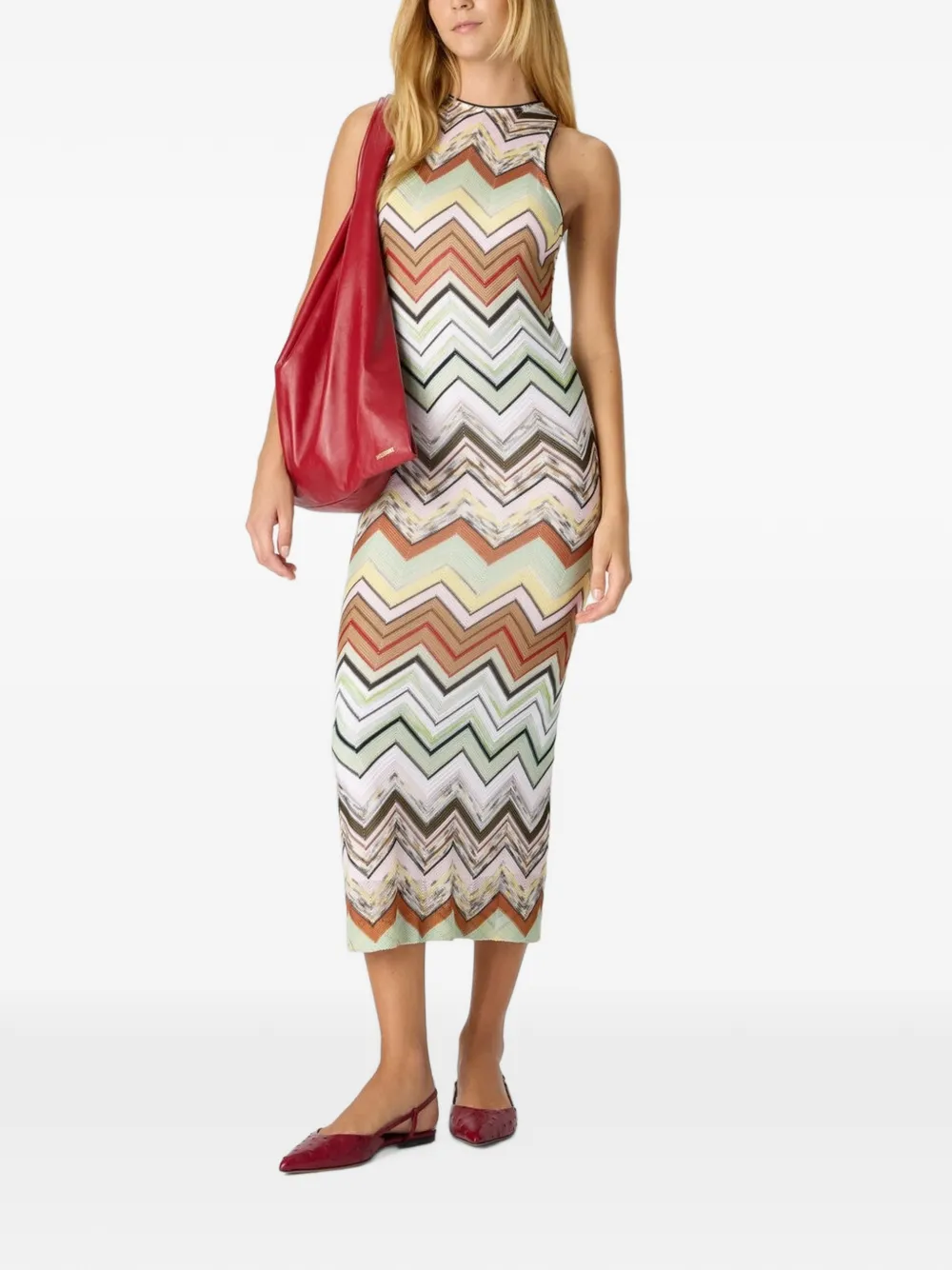 Missoni Midi-jurk met chevron-patroon Beige