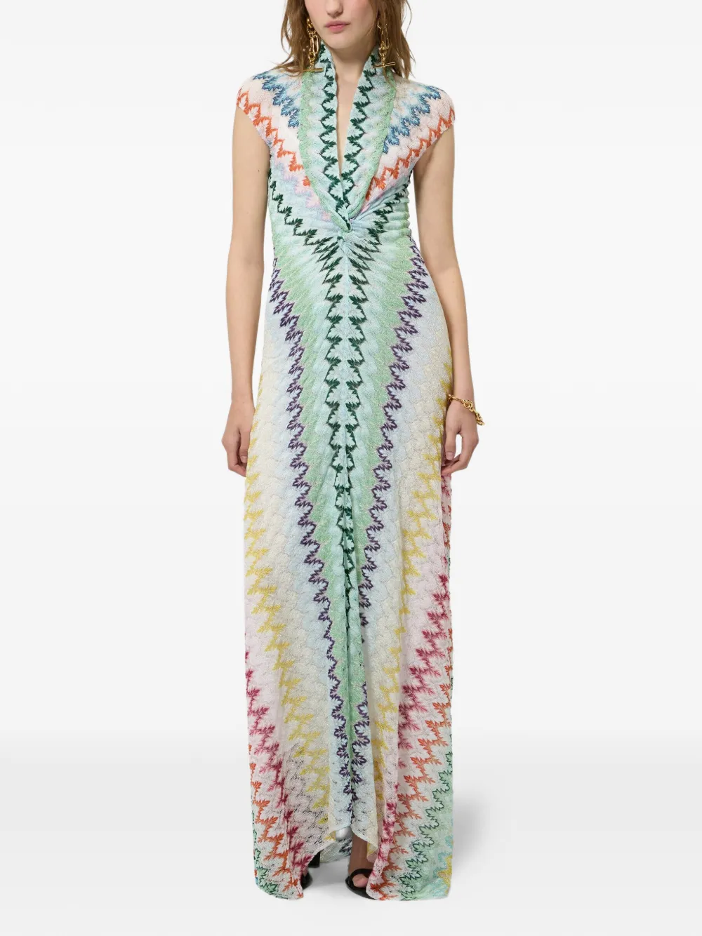 Missoni Lange jurk met zigzag-patroon Beige