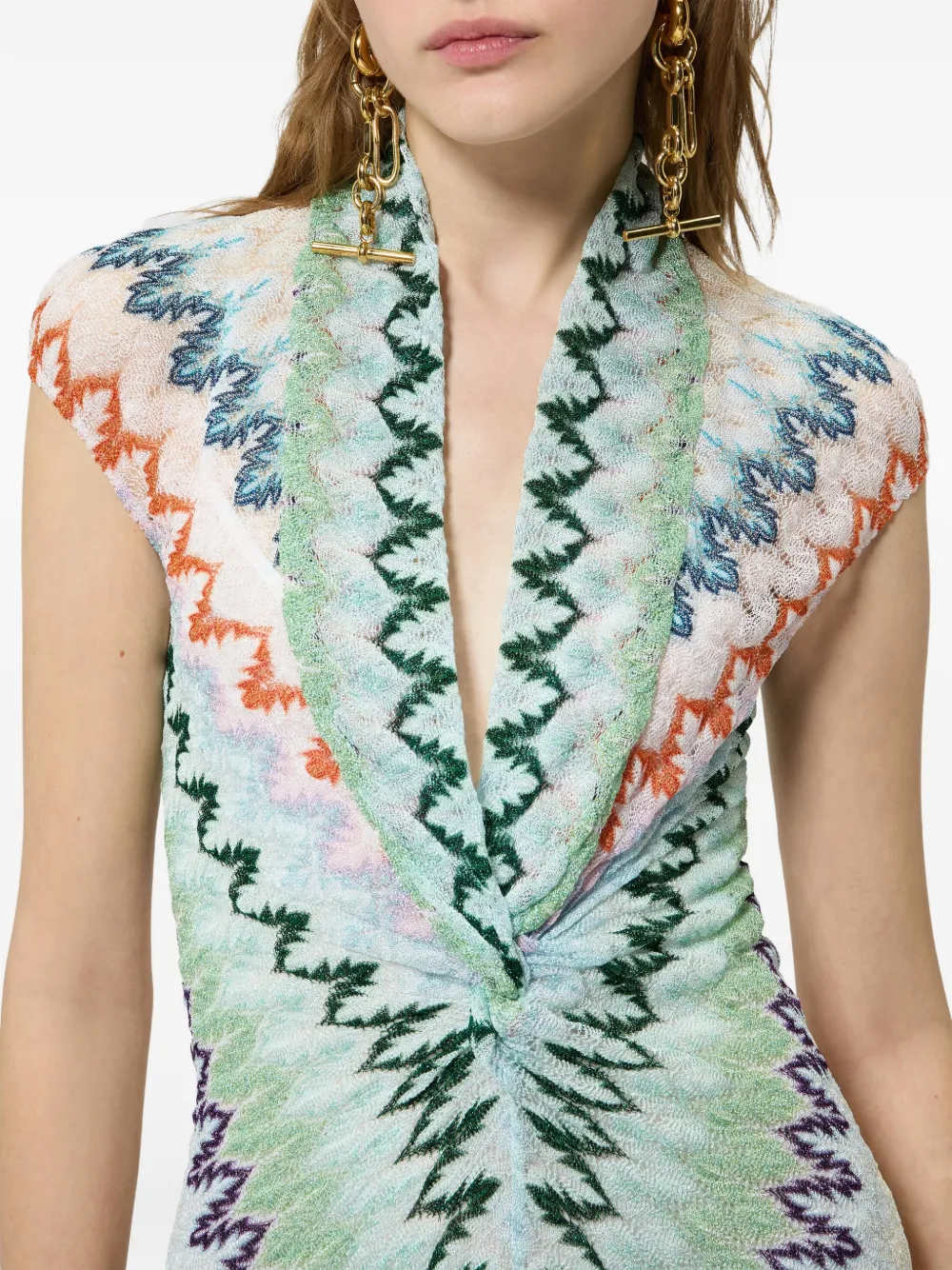 Missoni Lange jurk met zigzag-patroon Beige