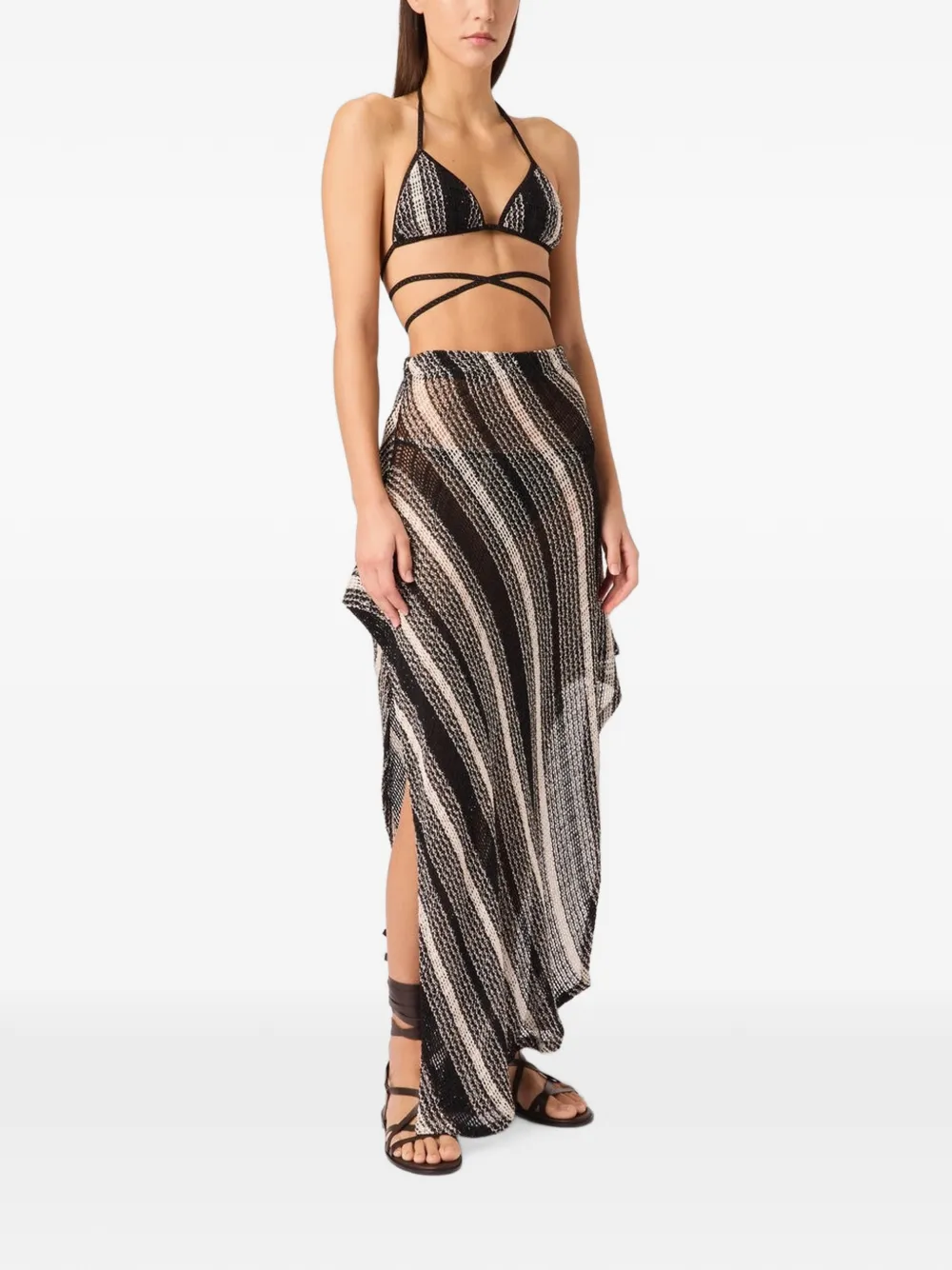 Missoni Gestreepte rok met split Zwart