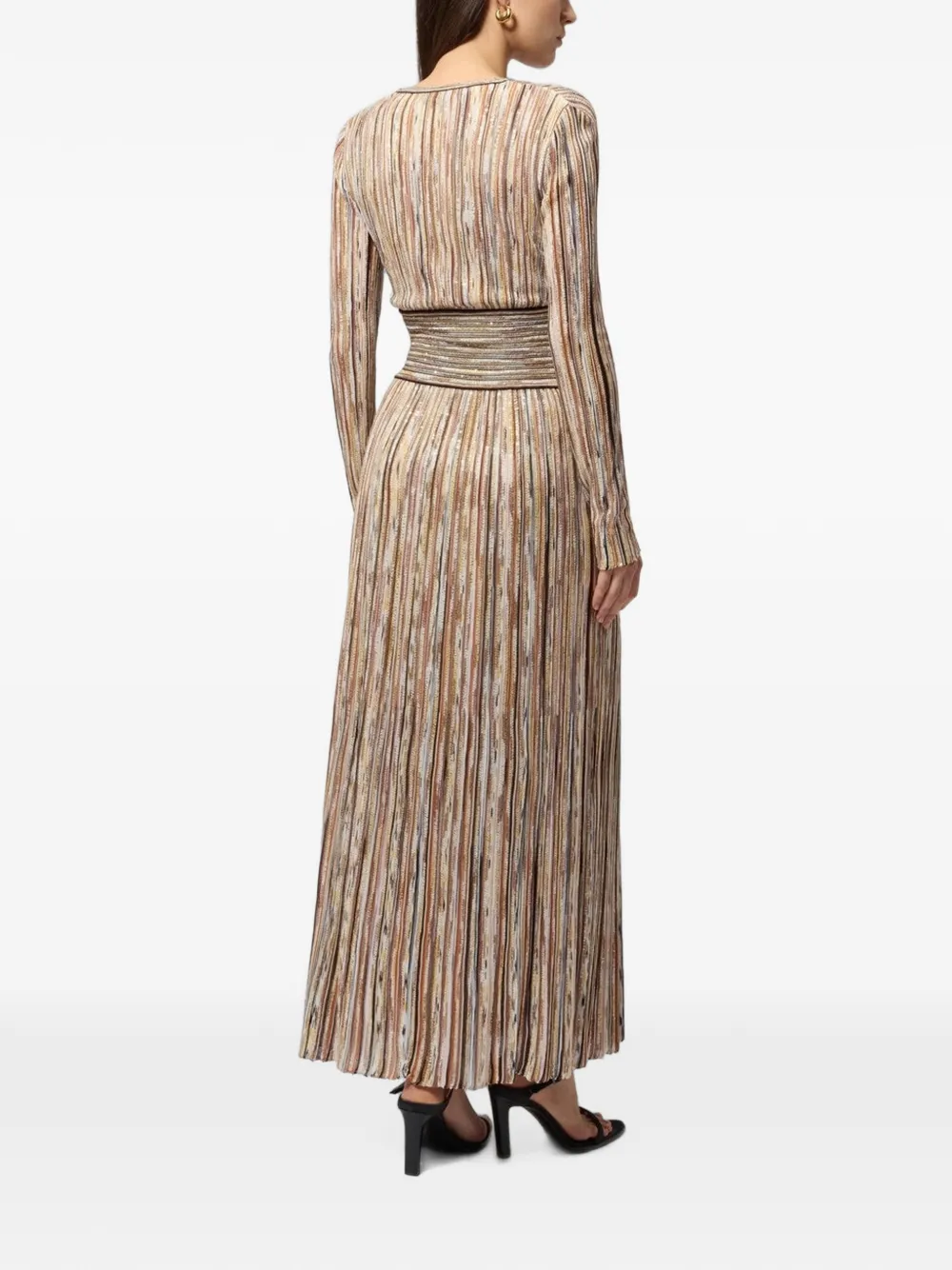Missoni Gestreepte midi-jurk met V-hals Beige