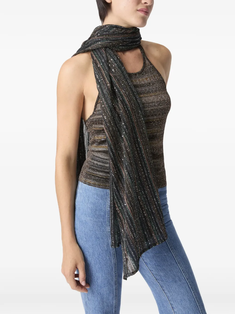  Missoni Striped-pattern Scarf - Brown 