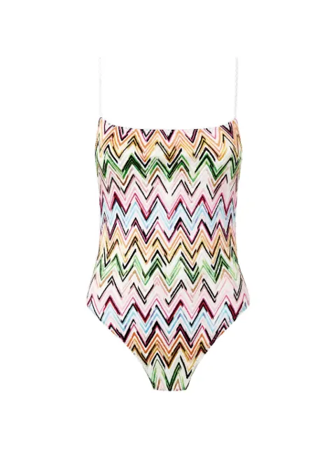 Missoni one-piece swimsuit in stretch viscose with lace and zigzag pattern