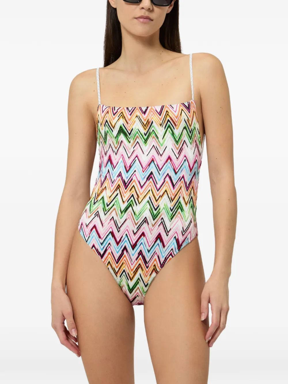 Missoni Badpak van stretch viscose met kant en zigzag-patroon Beige