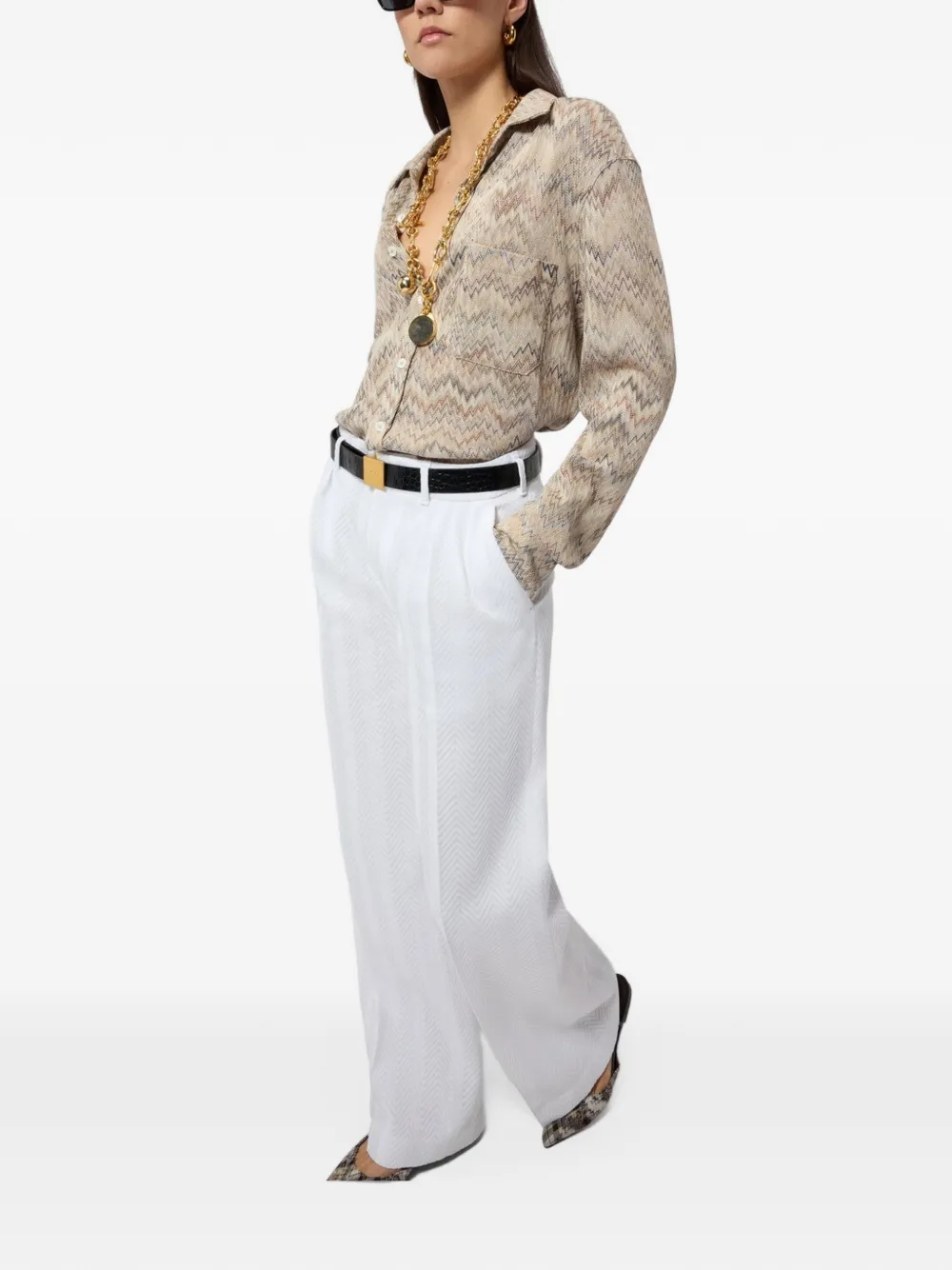 Missoni Broek met chevron-streep Wit