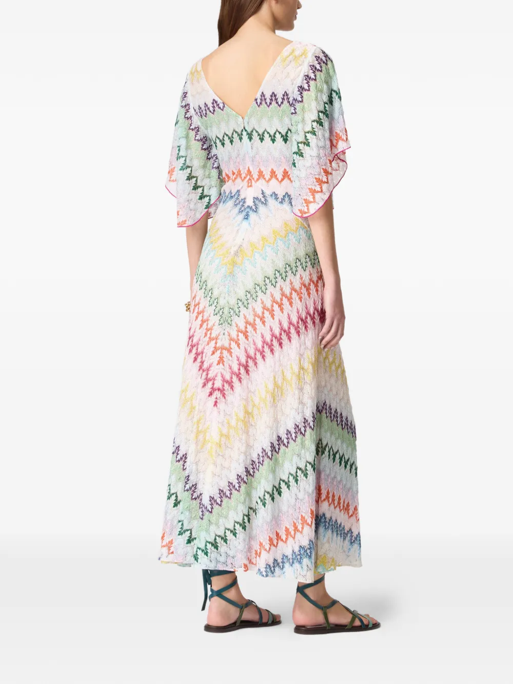  Missoni V-neck Chevron-pattern Maxi Dress - Neutrals 