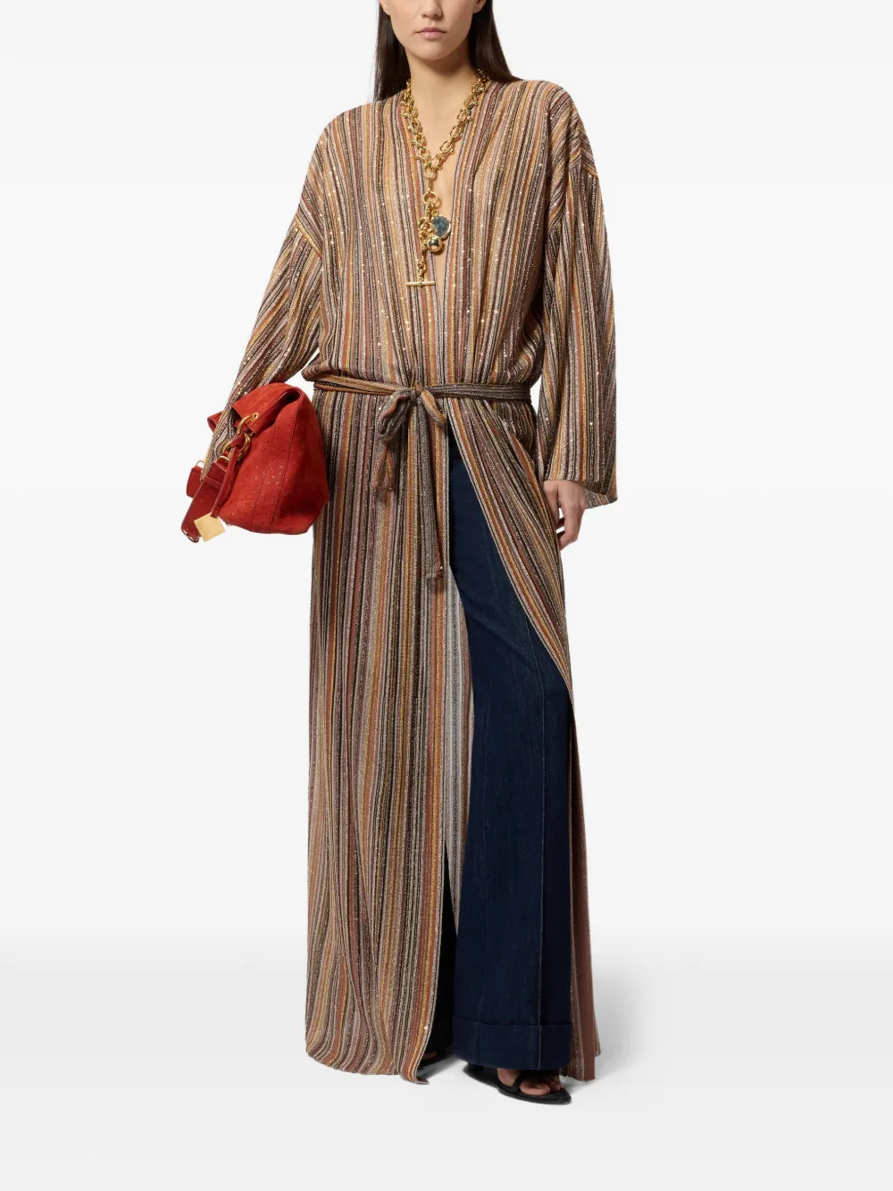Missoni Gestreept vest met ceintuur Bruin